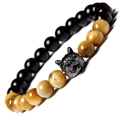Natural Tiger Eye Stretch Bracelets PW-WG014ED-04-1