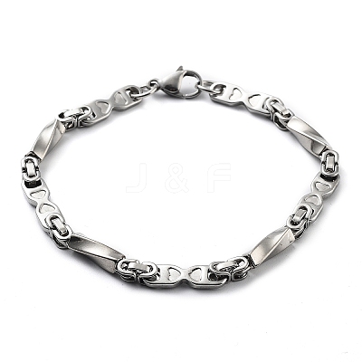 Tarnish Resistant 201 Stainless Steel Oval with Heart Link Chain Bracelet BJEW-Z023-14P-1