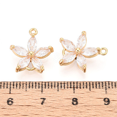 Brass Pave Clear Cubic Zirconia Connector Charms KK-T078-03G-04-1