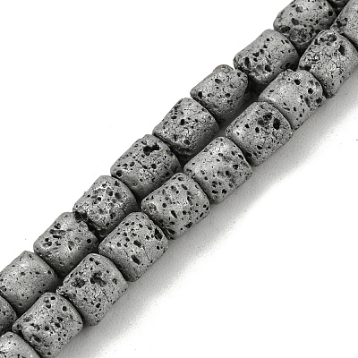 Electroplated Natural Lava Rock Beads Strands G-Z032-J04-12C-1