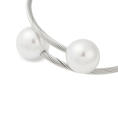 Plastic Imitation Pearl Round Beaded Cuff Bangle BJEW-P310-07P-1