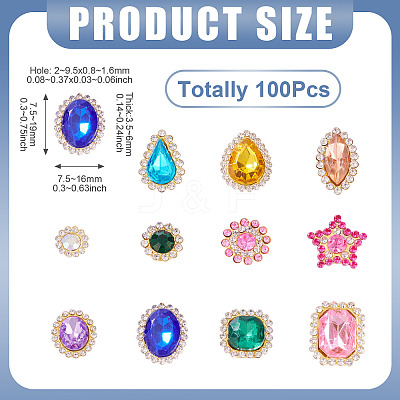 100Pcs Teardrop/Heart/Star Sew on Rhinestones FIND-TA0006-69D-1