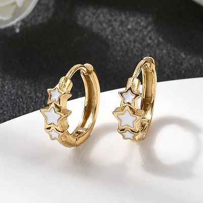 304 Stainless Steel Star Hoop Earrings EJEW-H172-02G-1