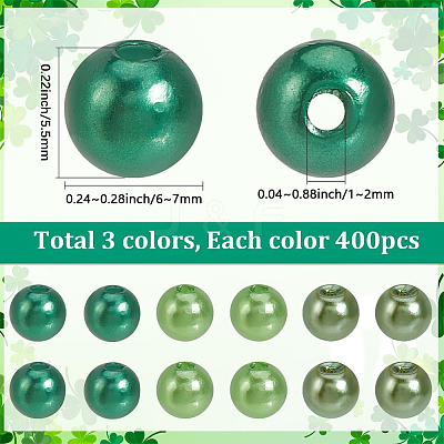 Saint Patrick's Day Acrylic/ABS Plastic Imitation Pearl OACR-SP0001-66A-02-1