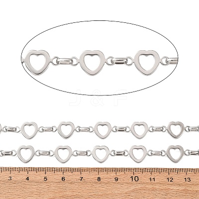 304 Stainless Steel Heart Link Chains SA-CBAE0F2-01P-1