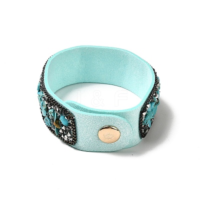 Faux Suede Snap Cord Bracelet LS-BJEW-F428-14-1