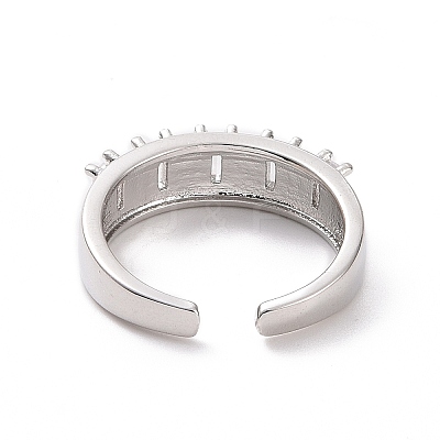 Clear Cubic Zirconia Rectangle Open Cuff Ring RJEW-H127-01P-1