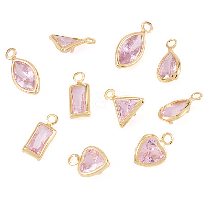 10Pcs 5 Styles Brass Cubic Zirconia Pendants KK-TADJ0001-30A-1