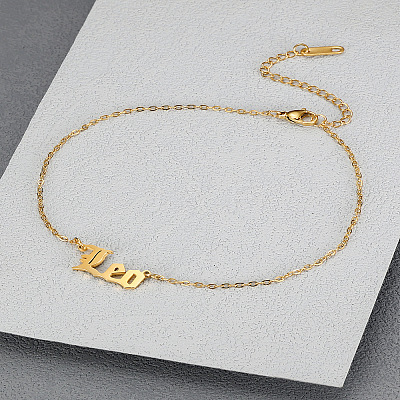 304 Stainless Steel Constellation Word Link Chain Anklets for Women FS-WG5BE8C-08-1