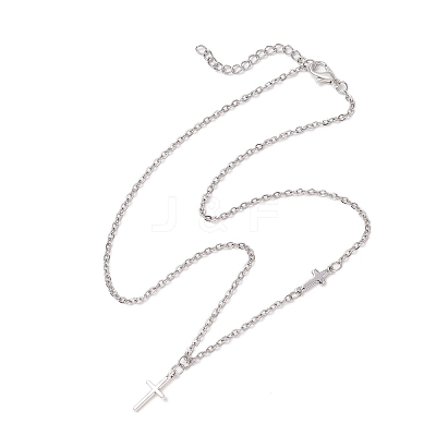 2Pcs 2 Colors Cross 304 Stainless Steel Pendant Necklaces for Women NJEW-JN05200-1