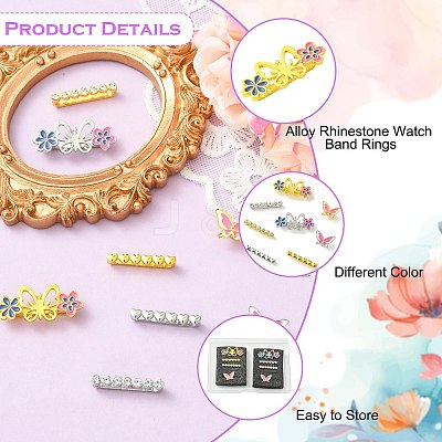 8Pcs Alloy Rhinestone Watch Band Rings FIND-CJ0005-40-1