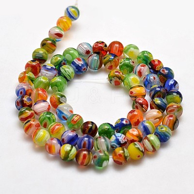 Round Millefiori Glass Beads Strands X-LK-P001-05-1