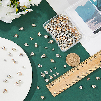 192Pcs 4 Styles Brass & Glass Pendants FIND-FH0011-98B-1