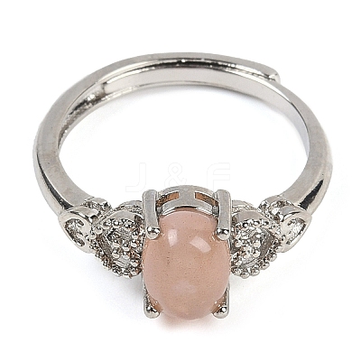 Oval Natural Sunstone Adjustable Rings RJEW-Q819-01P-05-1