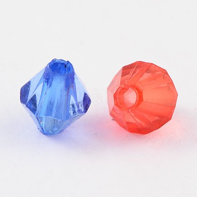 Faceted Bicone Transparent Acrylic Beads DBB6mm-1