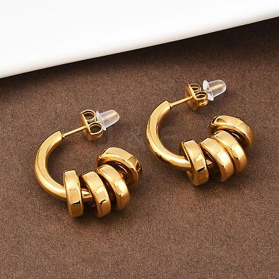 304 Stainless Steel C-Shaped Stud Earrings EJEW-K268-78G-1