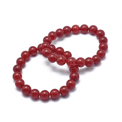 Natural Jade Bead Stretch Bracelets BJEW-K212-A-036-1