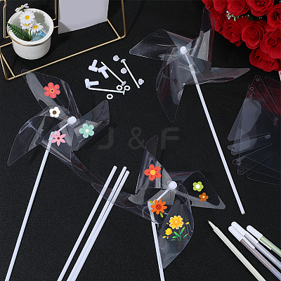 6Pcs DIY Craft PET Windmill DIY-CP0013-48A-1