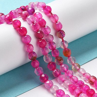 Faceted Natural Striped Agate/Banded Agate Beads Strands X-G-F447-4mm-H08-1