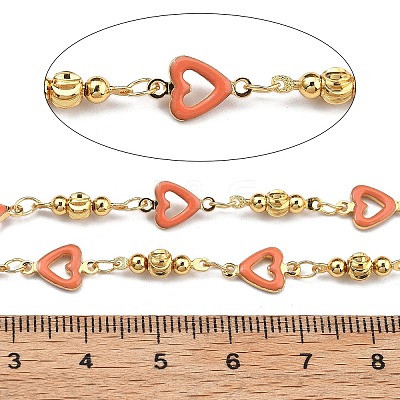 Brass Heart Link Chains KK-D368-03G-F-1