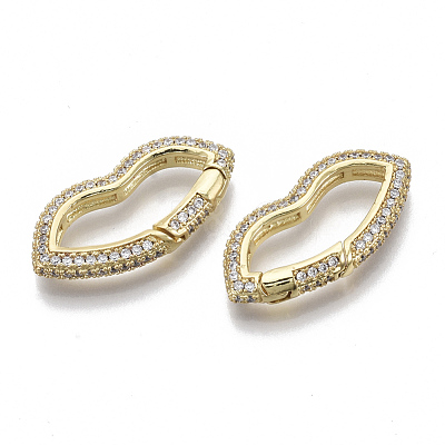 Brass Micro Pave Cubic Zirconia Spring Gate Rings ZIRC-S066-032B-NF-1