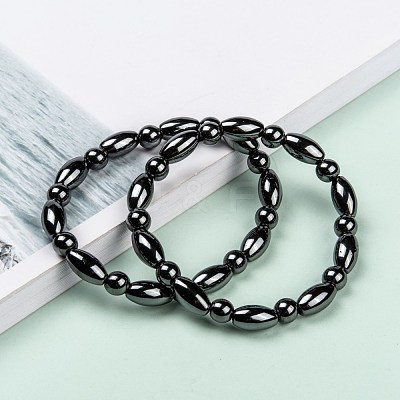 Fashion Non-Magnetic Synthetic Hematite Stretch Bracelets BJEW-D278-01-1