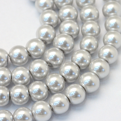 Baking Paint Pearlized Glass Pearl Round Bead Strands HY-Q003-10mm-62-1