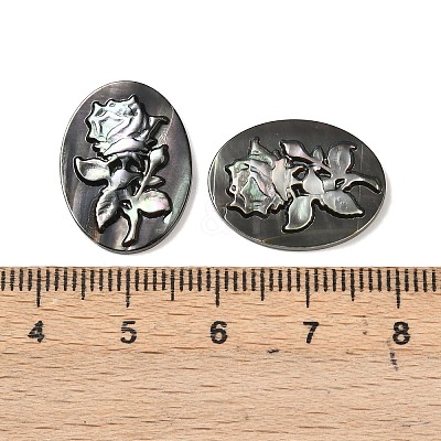 Natural Black Lip Shell Carved Cabochons SSHEL-B006-08-1