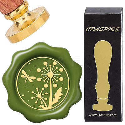 Brass Wax Seal Stamps with Wood Handle AJEW-WH0412-0142-1