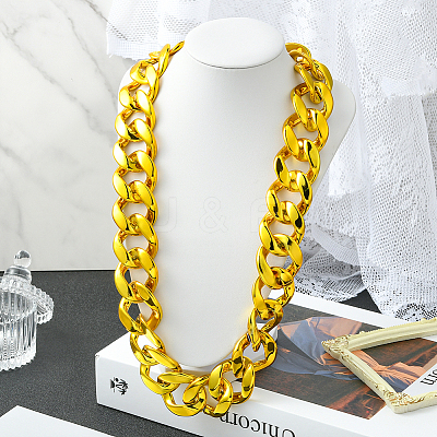 1Pc Acrylic Cuban Link Chain Necklaces for Men NJEW-SP0001-09A-G-1
