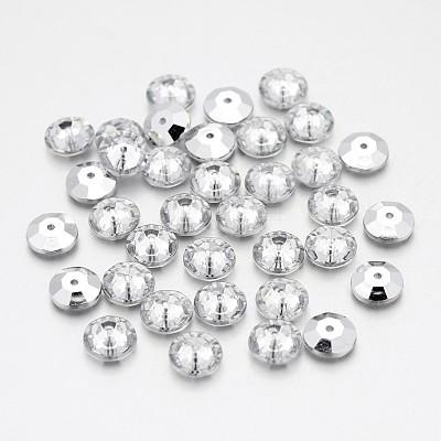 Faceted Flat Round Taiwan Acrylic Rhinestone Beads ACRT-M02-8-04-1