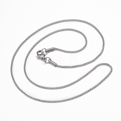 Non-Tarnish 304 Stainless Steel Box Chain Necklace for Men Women NJEW-E087-03P-C-1