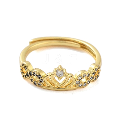 Crown Clear Cubic Zirconia Adjustable Rings RJEW-L120-017G-04-1