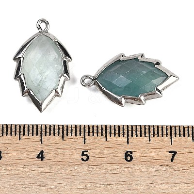 Natural Green Fluorite Faceted Leaf Pendants G-I375-04P-01-1