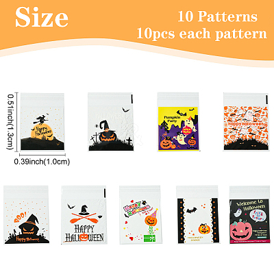 100Pcs 10 Colors Halloween Theme Plastic Bakeware Bag OPP-YW0001-05-1