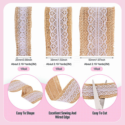 3 Rolls 3 Styles Burlap Ribbon OCOR-TA0003-89-1