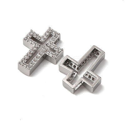Brass Micro Pave Clear Cubic Zirconia Charms KK-Z112-33P-1