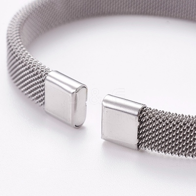 Tarnish Resistant 304 Stainless Steel Mesh Bangles AJEW-O172-08P-1