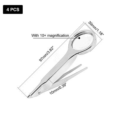 Tweezers Stainless Steel Clip Magnifier AJEW-CA0001-08-1