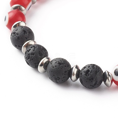 Handmade Evil Eye Lampwork Beaded Stretch Bracelets BJEW-JB06466-1
