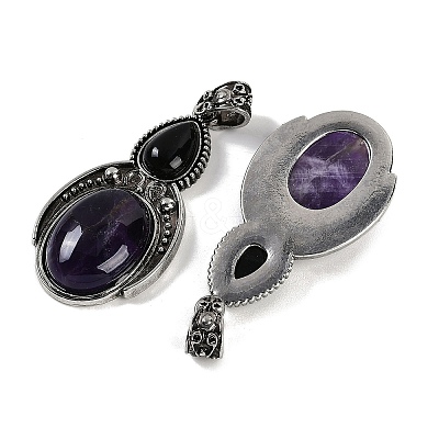Natural Amethyst & Obsidian Pendants G-I370-08AS-06-1