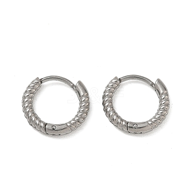Twist Textured 304 Stainless Steel Huggie Hoop Earrings SA-CBA46AF-27P-01-1