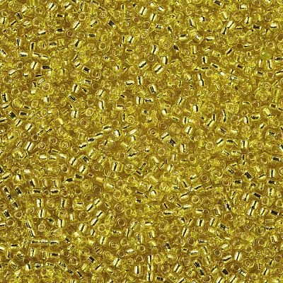 Yellow 11/0 Grade A Round Transparent Glass Seed Beads X-SEED-Q007-F35-1