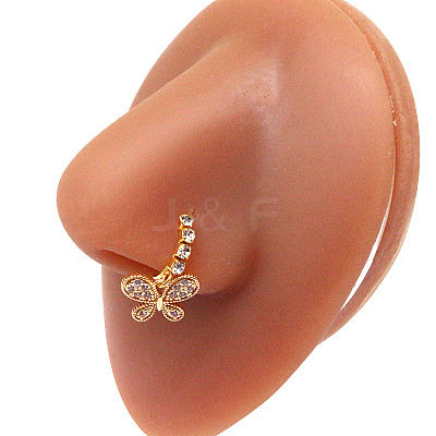 316L Surgical Stainless Steel Cubic Zirconia Dangle Hoop Nose Ring with Charms WG2DADE-34-1