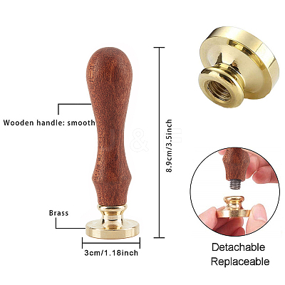 Brass Wax Seal Stamp with Handle AJEW-WH0184-0673-1