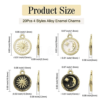 20Pcs 4 Styles Alloy Enamel Pendants ENAM-CJ0003-79-1