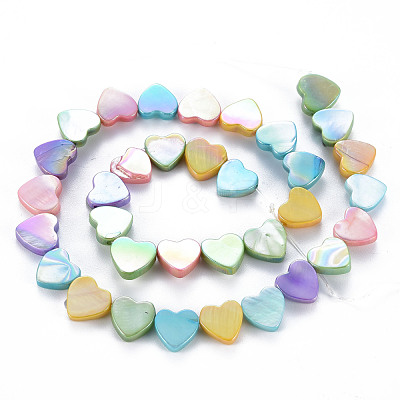 Electroplated Natural Freshwater Shell Beads Strands SHEL-N026-170-1