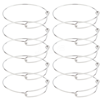 10Pcs 304 Stainless Steel Expandable Bangle for Girl Women BJEW-DC0001-03-1