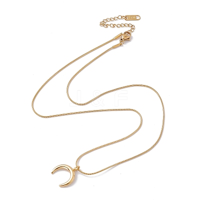 2Pcs 2 Style Ion Plating(IP) 304 Stainless Steel Crescent Moon Pendant Necklaces Set NJEW-G090-04G-1