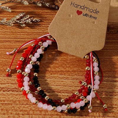 Handmade Summer Vacation Style Synthetic Quartz Braided Beaded Bracelet Sets for Women Girl LE3728-1-1